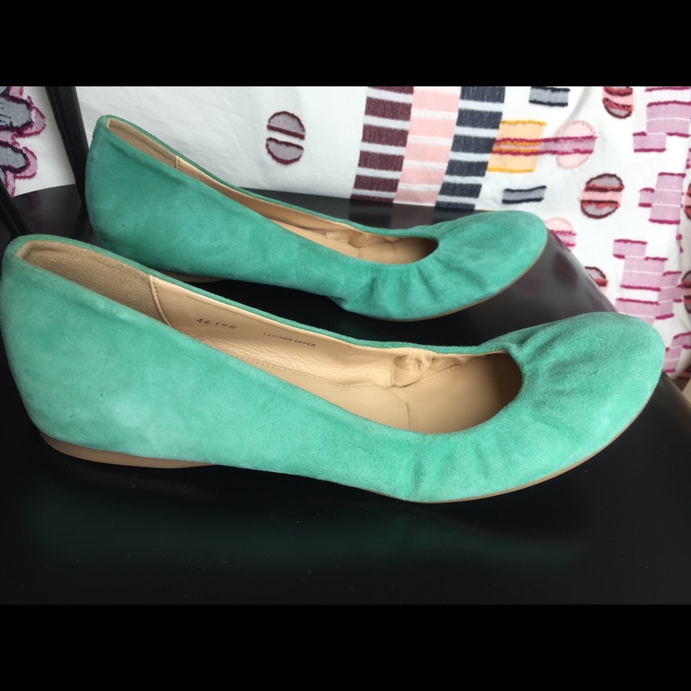 J. Crew Teal Leather Flat Shoes. Size 10.